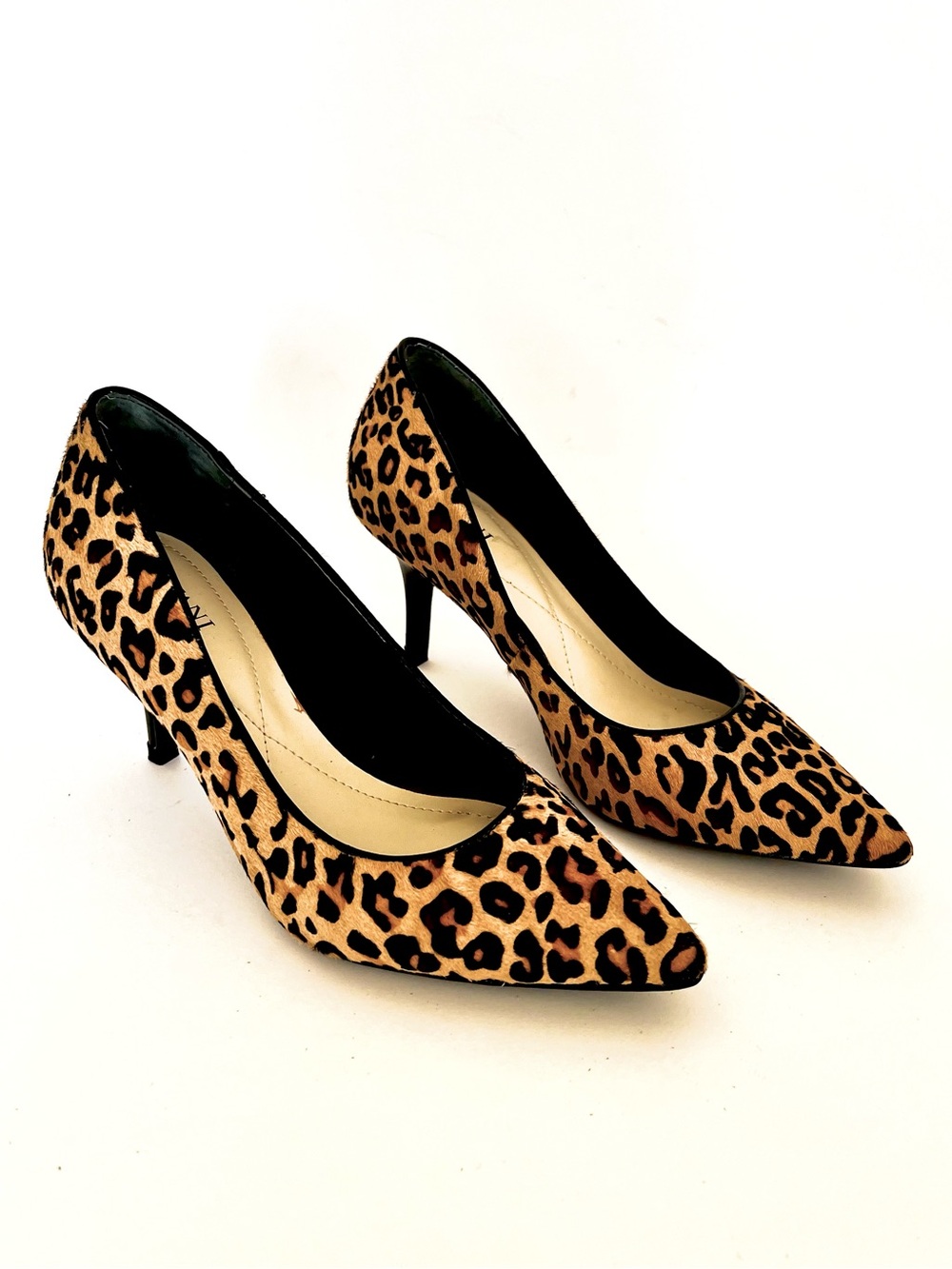 Alfani Jeules Hair-Calf Leopard Pointed Toe Pumps Cushioned Footbed